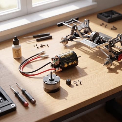 RC Car Universal 540 Brushed Motor with 1/3 Reduction Planetary 13T 80T for 1/14 Tractors 1/10 Crawler Car DIY Modifications (80T)