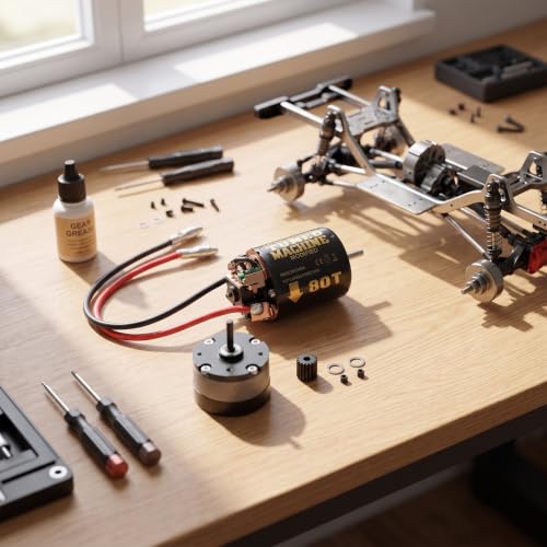 RC Car Universal 540 Brushed Motor with 1/3 Reduction Planetary 13T 80T for 1/14 Tractors 1/10 Crawler Car DIY Modifications (80T)