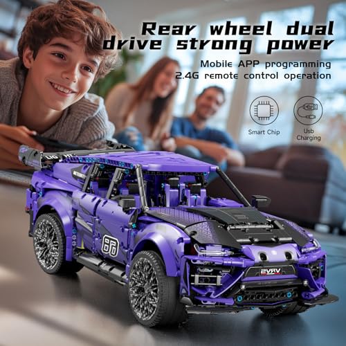 Remote Control Building Car, Compatible with Technic Car, 1:8 21in Dynamic | 2375 Pieces with Motors Rechargeable Battery, Large Size SUV Construction Building Toy for Adults Teens Aged 12+
