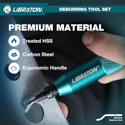 LIBRATON Deburring Tool 3d Printing, Countersink Chamfering Reamer Tool | 360 Degree Swivel Deburring Tool for Metal, Resin, PVC, Copper, Plastic, Wood, Deburring Tool 3d Printing with 10 HSS Blades