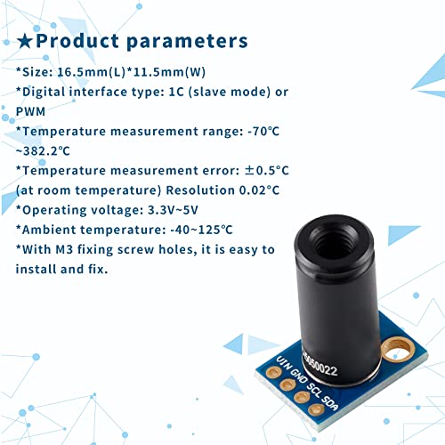 MLX90614ESF-DCI Non-Contact Infrared Temperature Sensor Module High Precision Infrared Temperature Sensor Module Long Distance 50cm Serial Port IIC Suitable for Arduino/DIY (GY-906-DCI)