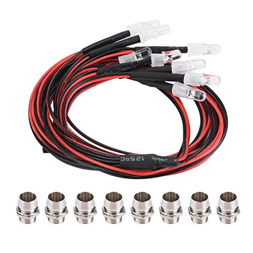 RC Car LED Lights, 8 Pcs 5mm LED Lights Headlights and Taillights for RC Model Drift Car Accessory