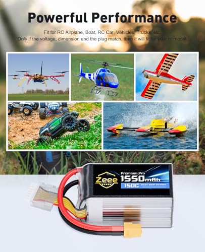 Zeee Premium Pro 6S Lipo Battery 1550mAh 22.2V 150C Ultra-Low IR Soft Pack Lipo Battery with XT60 Connector for FPV Racing Quadcopter Drone Helicopter Airplane RC Car Truck Boat RC Models (2 Packs)