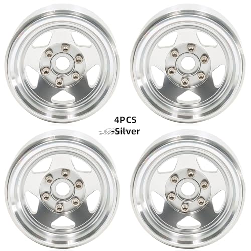 1.9 Beadlock Wheels, 4pcs Silver | Aluminum RC Rims Hub with Positive Offset 12mm Hex for 1/10 RC Crawler Axial SCX10 II III 90046 AXI03007 Traxxas TRX4 TRX6 - color: Five Models-silver