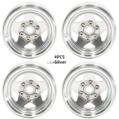 1.9 Beadlock Wheels, 4pcs Silver | Aluminum RC Rims Hub with Positive Offset 12mm Hex for 1/10 RC Crawler Axial SCX10 II III 90046 AXI03007 Traxxas TRX4 TRX6 - color: Five Models-silver