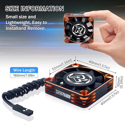 Surpass Hobby 40mm RC Motor Cooling Fan,16000RPM ESC Cooling Fan for 1/8 1/10 RC Truck Car Diameter 40mm Blrushless Motor（Orange&Black） - style: Orange