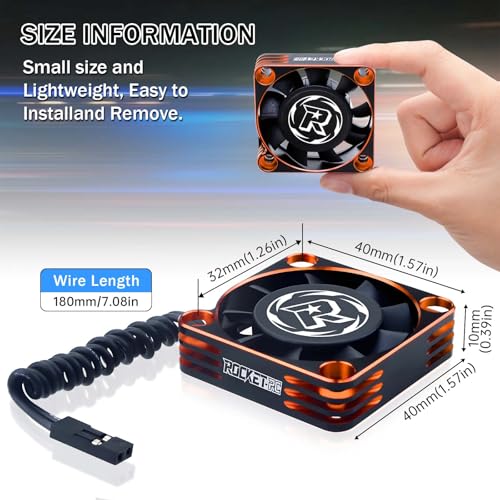 2Pack 40mm RC Motor Cooling Fan,16000RPM ESC Cooling Fan for 1/10 1/8 RC Truck Car Diameter 40 mm 5 Motor（Orange&Black） - style: 2Pack Black Orange