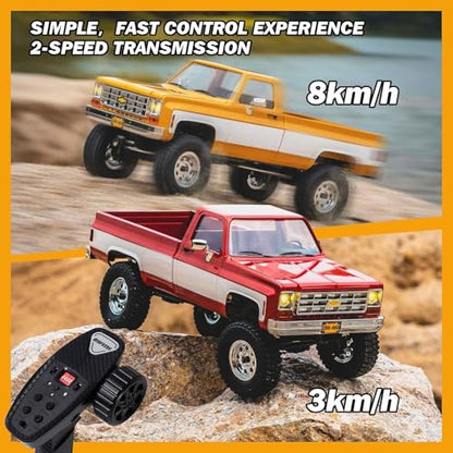 FMS 1/18 FCX18S Chevy K10 S RC Crawler RTR with License Red, RC Pickup Truck 4x4 Chevy Hobby Grade 2-Speed Transmission Monster Truck for Adults with Led Light (red) - color: Red