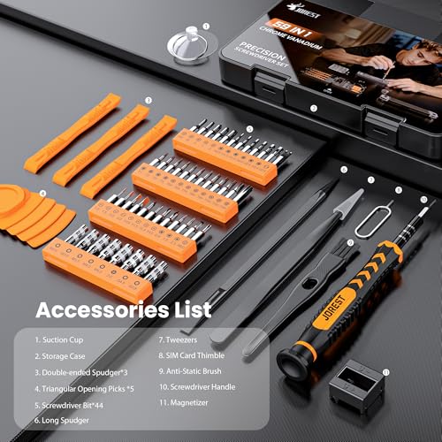 JOREST 59Pcs Small Precision Screwdriver Set with Torx T5, T6, T8, Mini Repair Tool Kit for Macbook, Computer, Laptop, iPhone, PS4 PS5, Xbox, Switch, Eyeglasses, Watch, PC, Ring Doorbell, Electronic - style: 59 in 1 CRV