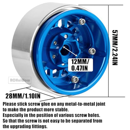 RC 1.9" Beadlock Wheels Rims for 1/10 SCX10 90046 AX103007 TRX4 TRX6 D90 VS4-10 MST CFX Gen8 Gen7 RC Crawler,Alloy Aluminium 1.9 rc Wheel Rim w/Rings,Navy Blue w/Black - color: Navy Blue(4pcs)