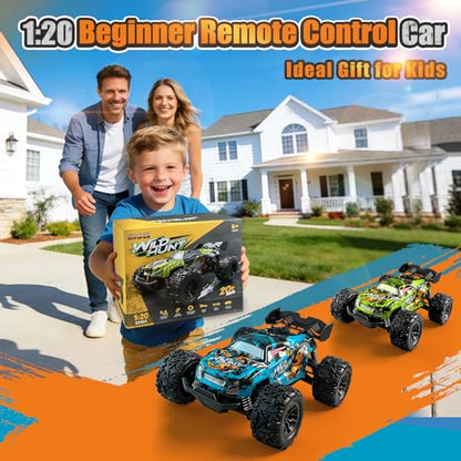 Remote Control Car for Kids, All-Terrain Remote Control Truck for Boys, Rechargeable Rc Truck, 1:20, 20KM/H, 2.4GHZ, Speed Friendly, Sturdy, Ideal Gift for Christmas, Birthday, Kids, Beginner (Green) - color: Green