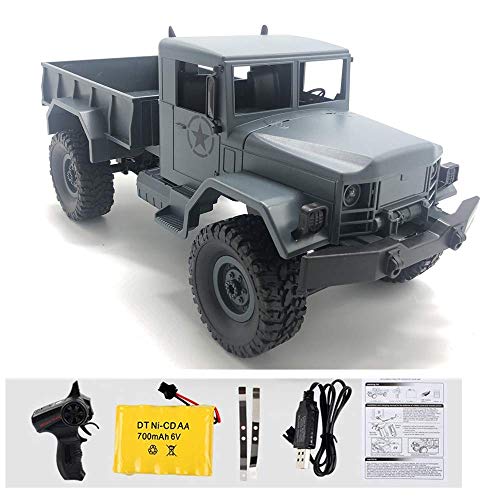 GracesDawn Gray 1/16 2.4G 4WD Off-Road RC Military Truck Rock Crawler Army Car (Model M35-A2)
