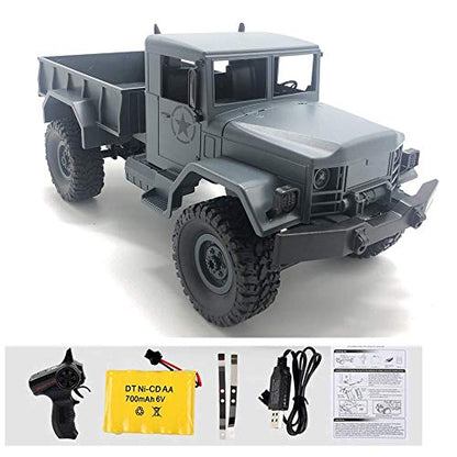 GracesDawn Gray 1/16 2.4G 4WD Off-Road RC Military Truck Rock Crawler Army Car (Model M35-A2)