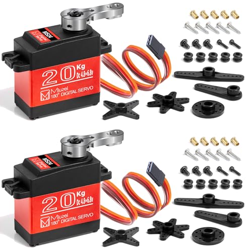 20KG Servo Motor High Torque Metal Gear Digital for 1/10 RC Car 2Pcs | 22.8kg·cm Torque @6.8V, DS3218, 180 Degree Waterproof Standard Steering with 25T Horn for RC Crawler Robot Truck Boat.