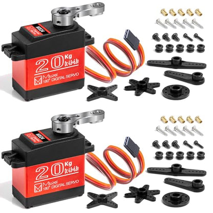 20KG Servo Motor High Torque Metal Gear Digital for 1/10 RC Car 2Pcs | 22.8kg·cm Torque @6.8V, DS3218, 180 Degree Waterproof Standard Steering with 25T Horn for RC Crawler Robot Truck Boat.