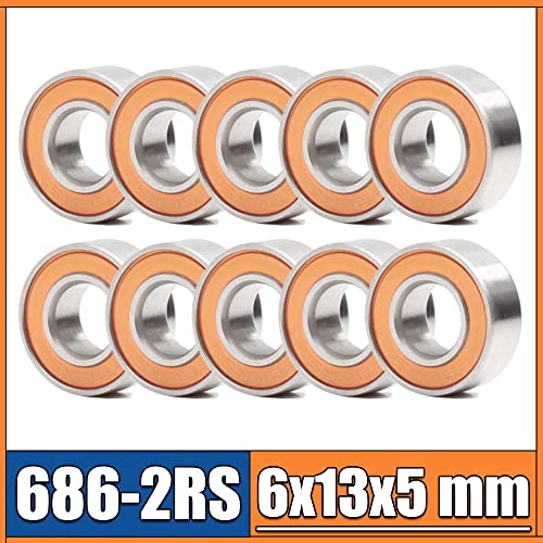 686RS Bearing 10PCS 6x13x5 mm ABEC-3 Hobby Electric RC Car Truck 686 RS 2RS Ball Bearings 686-2RS Orange Sealed