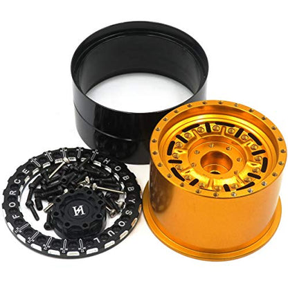 2PCS 2.2 Beadlock Wheels and Tires 124mm Tall Soft Sticky Mud Slingers tyre & Aluminium Rims for 1/10 RC Crawler Truck TRX4 SCX10 Capra Wraith Upgrades,HS700627-2