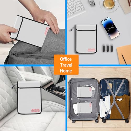 6.3"x9.85" Fireproof Lipo Safe Bag with Fireproof Zipper Fireproof Edge wrapping Fireproof wire,Home Office Travel Safe Storage for Cash Valuables Passport Power bank Lipo Battery(16 * 25cm Silver) - size: 16*25cm Silver