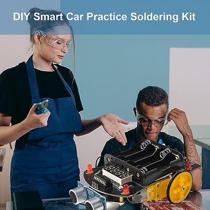 DIY Smart Car Soldering Practice Kit, Small Car Robot DIY Soldering Kits, Ultrasonic Distance Measuring Smart Cart, Solder Project Kit for Learning and Teaching Soldering and Electronic
