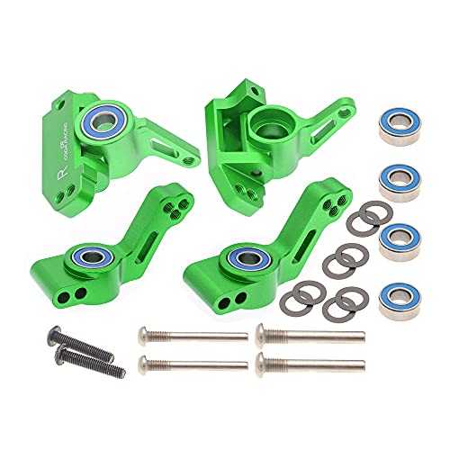 RC Alloy Caster Block&Steering Blocks&Rear Stub Axle Carriers for Traxxas 1/10 2WD Slash, Stampede, Rustler, Nitro Slash-Replaces Part 3736 3632 3752 - color: Green