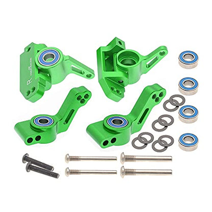 RC Alloy Caster Block&Steering Blocks&Rear Stub Axle Carriers for Traxxas 1/10 2WD Slash, Stampede, Rustler, Nitro Slash-Replaces Part 3736 3632 3752 - color: Green