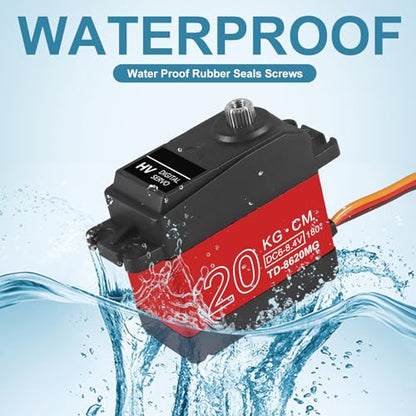 AITRIP 2Pack 20KG Digital RC Servo High Torque Full Metal Gear Waterproof with 25T Servo Horn for RC Model DIY, Control Angle 180 - color: 20kg