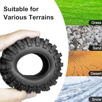 LRFHL 1.3" Crawler Tires Soft Rubber for 1/18 TRX4M 1/24 SCX24 FCX24, 4PCS | 65mm*27mm, RC Tires with Foam Insert, RC Rock Crawling Tires Upgrade - color: Style D