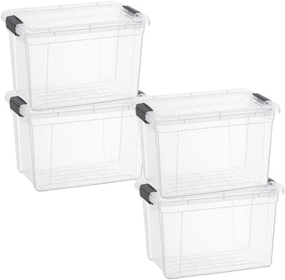 Superio Clear Storage Bins with Lids, Stackable Deep Storage Boxes with Latches and Handles, Extra Small, 4 Pack, Deep Containers for Home, Garage, and Kitchen - size: 2.5 Qt, style: 4 Pack