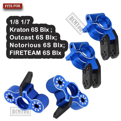 Front Knuckles Steering Blocks & Rear Hub Stub Axle Carriers Upgrades Part for 1/8 Kraton/Notorious/Outcast 6S BLX 4WD,Alloy Steering Hop Ups,Replaces #AR330505 #AR330404,Navy Blue - color: Navy Blue