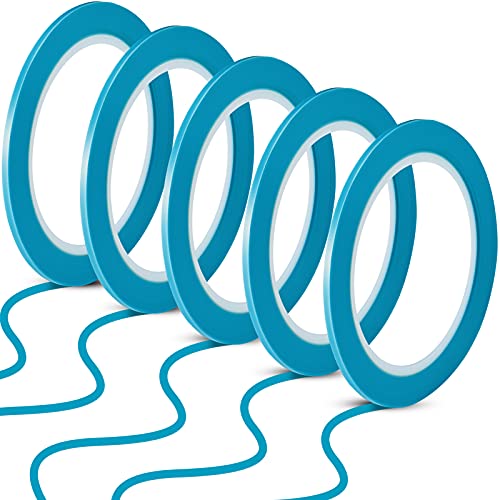 Xuniea 5 Rolls Fine Line Vinyl Tape, 1/8 Inch, Blue | Masking Tape Automotive Car Auto Paint for Curves, High Temperature Vinyl Low Tack - color: Blue, size: 1/8 Inch