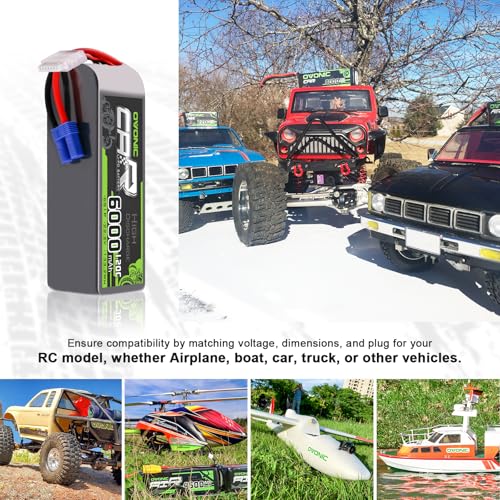 OVONIC 6S LiPo Battery 6000mAh 22.2V 120C RC Battery with EC5 Connector (2 Pack)