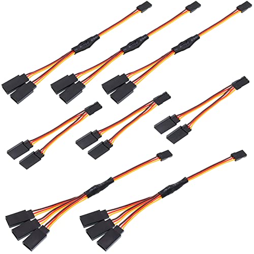 8PCS JR Plug Splitter,JR Male Female Y Cable,JR Y Parallel Adapter Splitter Harness Compatible with RC Model Cars or Airplanes
