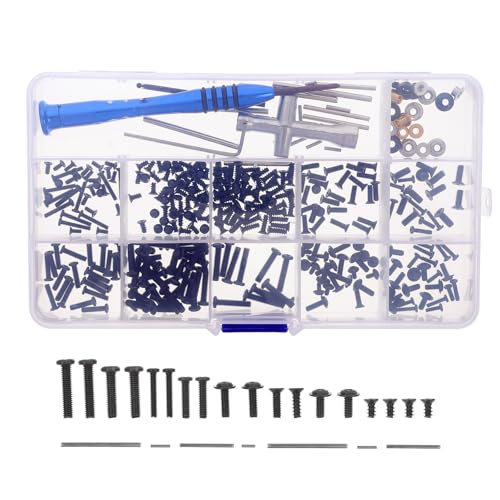 Baluue Rc Car Screw Fasteners Kit 144pcs Metric Screw Assortment with Nuts Bolts and Gasket in Tool Box for Rc Car Repair and Maintenance