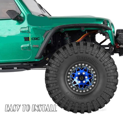 RC 1.9" Beadlock Wheel Tires Set 1.9 Beadlock Wheels and Tires for 1/10 SCX10 90046 AXI03007 TRX4 TRX6 VS4-10 Gen7 Gen8 MST CFX D90 RC Crawler Car,Aluminium 1.9 Rims w/Wheels Ring,Navy Blue - color: Navy Blue- (Wheel Tires)