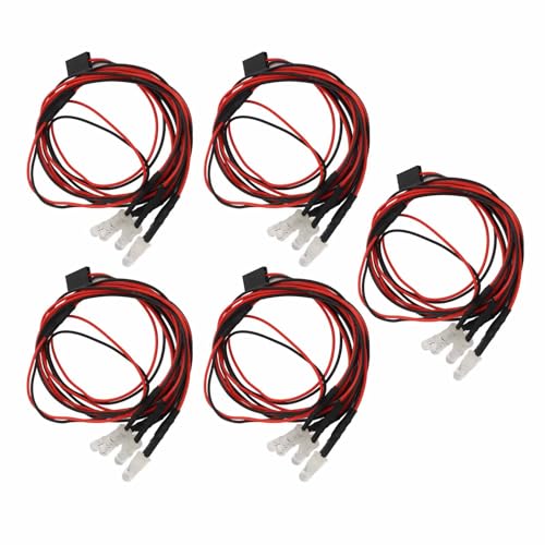 5PCS RC Lights Kit 7.4V 5mm Blue and Green LED Silicone Wire Light Set, Bright RC Car Headlight Taillight Accessory for Hsp Axial SCX10 D90 HPI