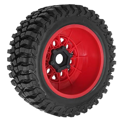 1/8 1/10 RC Short Course Truck Tires 4.96" OD Monster Truck Tires 12/14/17mm Hex Fit for 1:8 Off Road Truck Car Traxxas Slash 2WD 4×4 Rc4wd Arrma Mojave4S Senton Axial Losi Redcat (red) - color: Red