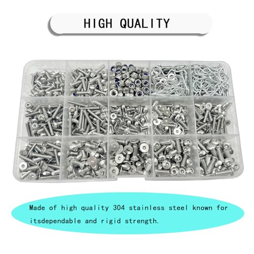 1010PCS Universal RC Screw Kit Screws Assortment Set 304 Stainless Steel Screws Assortment Set, for Traxxas Axial Redcat HPI Arrma SCX10 Losi 1/8 1/10 1/12 1/16 Scale RC Cars Trucks Crawler
