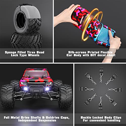HAIBOXING 903 1:12 Scale Remote Control Truck, 38 km/h 4WD Off-Road RC Cars | Aluminum Oil-Filled Shocks, 4X4 RC Monster Truck for Boys& Adults, 2.4 GHz Water-Resistant ESC, Dual Batteries 40+ Min Play - color: 903