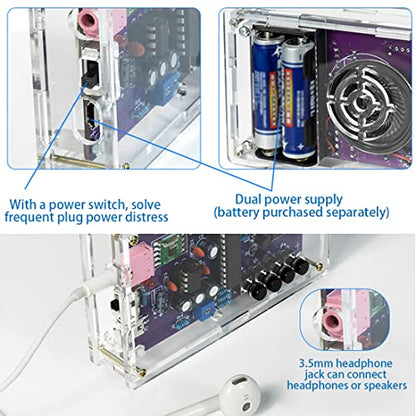 FM Radio Kit Soldering Practice Kit DIY School Project FM 87-108MHz with 2 Power Supply Modes, Soldering Learning and Teaching for Beginners, Adults EK1989