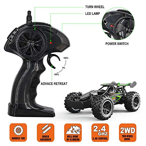 Remote Control Car, RC Cars for boys age 8-12, Toys Cars for boys age 4-7, 1:18 2.4Ghz Monster RC Truck Toys for Girls, Off Road RC Crawler Easter Basket Stuffers Gifts for Kids(Black green)