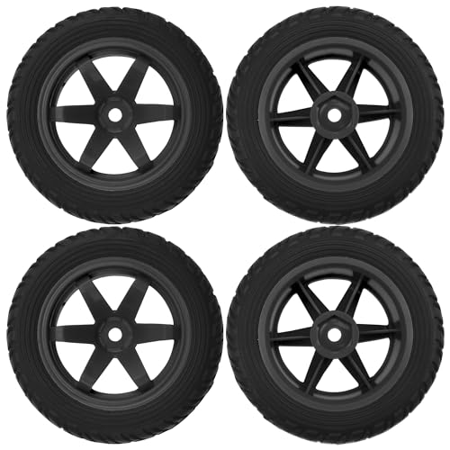 75mm/2.95'' Rubber Tires & Plastic Wheel Rims 12mm Hex w/Foam Compatible with HSP Tamiya HPI Kyosho 1/10 1/12 On-Road RC Touring Car,WLtoys 1/14 144001 RC Buggy (Black) - color: Black