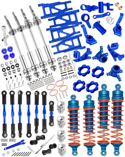 hosupRC Upgrades for 1/10 Rustler/Stampede/Slash 4WD,Drive Shaft CVD&RC Shock&Turnbuckles Camber Links&A Arm&Caster Block,Steering Blocks,Rear Stub Axle Carriers&Steering Bellcranks&Hex Hub,Blue - color: blue/D9-Set