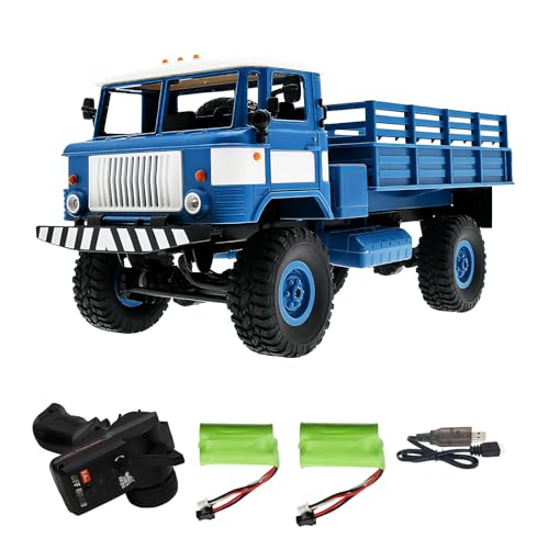 jaming WPL B-24 Remote Control Car,1/16 Full Scale RTR RC Truck Car for Children's,RC Truck 4WD Climbing Off Road Vehicles 2.4GHz RC Crawler Gift for Adults Kids Hobby Toys(B24) - color: Blue