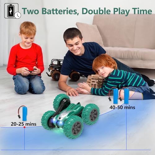 AFUNX 1RC Stunt Car(Pink)+1Remote Control Car(Green)