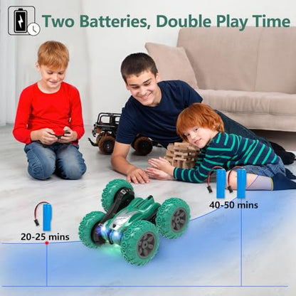 AFUNX 1RC Stunt Car(Pink)+1Remote Control Car(Green)