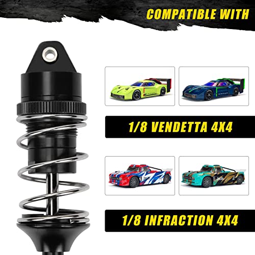 RCAWD ARRMA Vendetta 3S Infraction 70MM MEGA Front Rear Shocks for 1/8 Bash Rc ARA4319V3 ARA4215V3 Series Upgrades Part Black