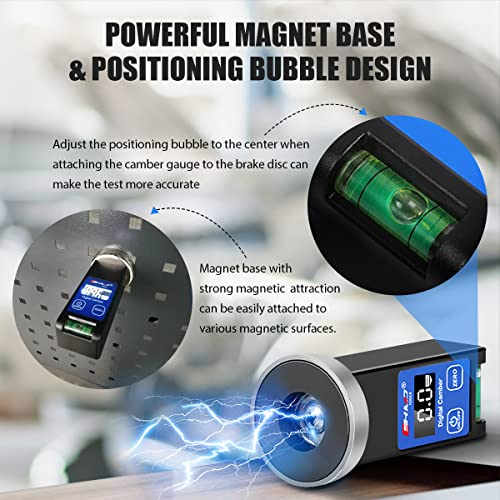 KAISAL Digital Camber Gauge Wheel Alignment Tool -90° to +90° Wide Range Camber Alignment Tool Accurate Wheel Balancing Tools with Digital Display & Powerful Magnet & Positioning Bubble & Reset Key