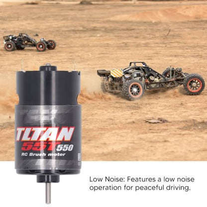 RC Brushed Motor 550, High-Speed Universal RC Motor 55T with Built-in Cooling Fan and 1/3 Reduction for 1/14 1/10 RC Crawler Car Truck and Modified Vehicles