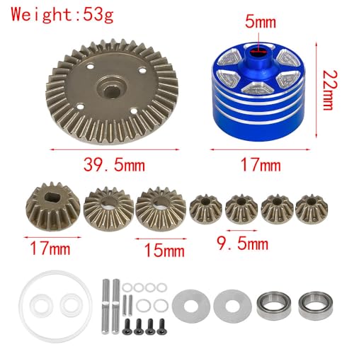 Metal Differential Case and Gear Set Universal for Both Front and Back for Tamiya XV-02/TT-02/MB-01/XM-01/BT-01 1/10 RC Car Upgrade Parts Accessories (2 Sets of Gears +red casing) - color: 2 sets of gears +red casing