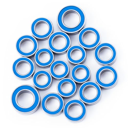 18PCS Rubber Sealed Bearing Kit Losi 1/16 Mini-B Mini-T Off-Road | RC Car Upgrade Part Wheel Hub Axle Blue Ball Bearings